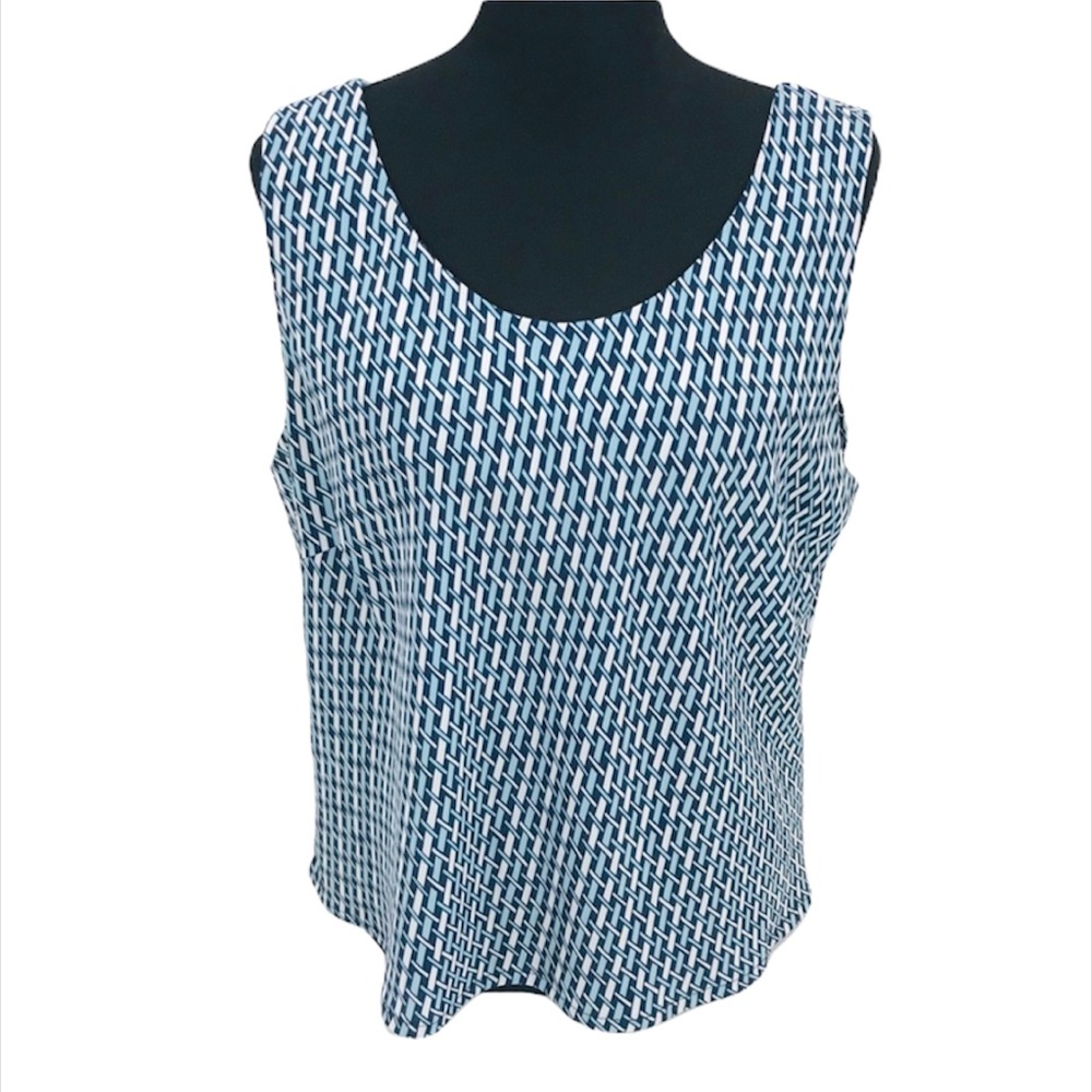 Studio I Tank Top Blouse, Blue, White, 18